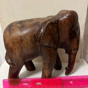 Hand carved wooden elephant sculpture